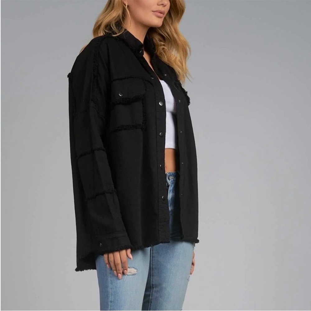 Elan Black Utility Jacket with White Slogan - Picture 3 of 6